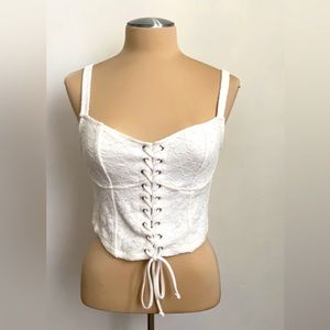 Forever 21 White Lace-Up Top